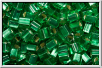 TG-11-0024bf, TOHO Triangles, 11/0, emerald, trans., silver-ld., matte, 10g