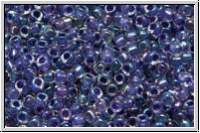 R-15-0181, TOHO Rocailles, 15/0, crystal, trans., tanzanite-ld., AB, 5g