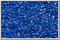 R-15-0189, TOHO Rocailles, 15/0, crystal, trans., caribean blue-ld.,  luster, 5g