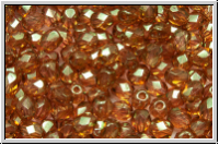 Bhm. Glasschliffperle, feuerpol., 4mm, crystal, trans., rose gold luster, 50 Stk.