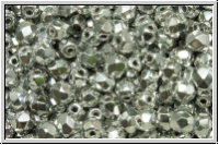 Bhm. Glasschliffperle, feuerpol., 4mm, crystal, trans., full silver, 50 Stk.