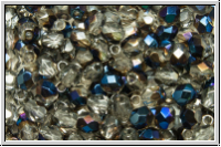 Bhm. Glasschliffperle, feuerpol., 4mm, crystal, trans., half azuro, 50 Stk.