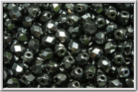 Bhm. Glasschliffperle, feuerpol., 4mm, hematite, met., 50 Stk.