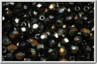 Bhm. Glasschliffperle, feuerpol., 4mm, black, op., half valentinite, 50 Stk.