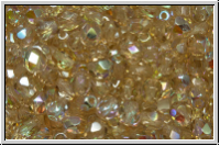 Bhm. Glasschliffperle, feuerpol., 4mm, topaz, pale, trans., AB, 50 Stk.