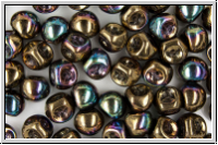 Mushroom Beads, 9mm, black, opaque, vega iris., 10 Stk.