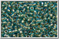 R-15-0995, TOHO Rocailles, 15/0, aqua, trans., gold-ld., AB, 5g