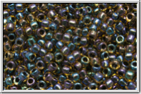 R-15-0245, TOHO Rocailles, 15/0, topaz, lt., trans., black-ld., AB, 5g