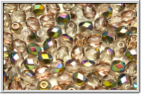 Bhm. Glasschliffperle, feuerpol., 4mm, crystal, trans., half vitex cuprum, 50 Stk.
