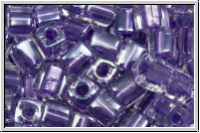 SB-04-2607, MIYUKI Squares, 4mm, crystal, trans., met. purple-ld., 15g
