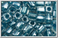 SB-04-2606, MIYUKI Squares, 4mm, crystal, trans., met. sapphire-ld., 15g