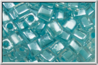 SB-04-0220, MIYUKI Squares, 4mm, crystal, trans., ice blue-ld., 15g