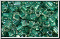 TG-11-0264, TOHO Triangles, 11/0, crystal, trans., teal-ld., AB, 10g