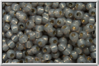 R-11-2115PF, TOHO Rocailles, 11/0, black diamond, opal, silver-ld., perm.-finish, 10g