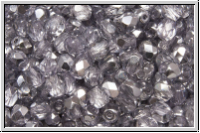 Bhm. Glasschliffperle, feuerpol., 4mm, crystal, trans., half apollo, lt. tanzanite, 50 Stk.