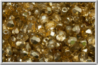 Bhm. Glasschliffperle, feuerpol., 4mm, crystal, trans., half apollo, lt. topaz, 50 Stk.