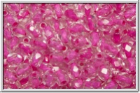 Bhm. Glasschliffperle, feuerpol., 4mm, crystal, trans., pink-ld., 50 Stk.