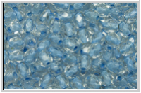 Bhm. Glasschliffperle, feuerpol., 4mm, crystal, trans., aqua-ld., 50 Stk.