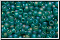 RR-11-2405fr, MIYUKI Rocailles, 11/0, teal, trans., matte, AB, 10g