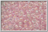 RR-08-0272, MIYUKI Rocailles, 08/0, crystal, trans., pink-ld., AB, 10g