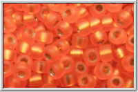 RR-08-0008f, MIYUKI Rocailles, 08/0, orange, trans., silver-ld., matte, 10g