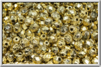 Bhm. Glasschliffperle, feuerpol., 4mm, crystal, trans., full amber, getzt, 50 Stk.