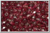 Bhm. Glasschliffperle, feuerpol., 4mm, wine, trans., 50 Stk.