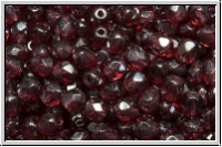 Bhm. Glasschliffperle, feuerpol., 4mm, wine, trans., luster, 50 Stk.