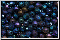 Bhm. Glasschliffperle, feuerpol., 4mm, blue, met., iris., 50 Stk.