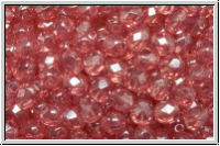 Bhm. Glasschliffperle, feuerpol., 4mm, rose, opal, luster, 50 Stk.