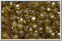 Bhm. Glasschliffperle, feuerpol., 4mm, crystal, trans., silver picasso, 50 Stk.