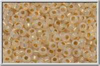 RR-11-0196, MIYUKI Rocailles, 11/0, white, opal, 24K gold-ld., 5g