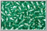 Bhm. Glasschliffperle, feuerpol., 4mm, turquoise, lt., trans., silver-ld., 50 Stk.