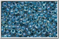 R-11-0188, TOHO Rocailles, 11/0, crystal, trans., capri blue-ld., luster, 10g