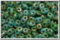 SD-63030-43400, SuperDuo Beads, aqua, op., silver picasso, 10g