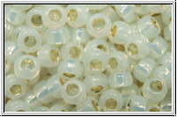 R-08-2100, TOHO Rocailles, 08/0, white, opal, silver-ld., 10g