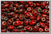 SD-93220-43400, SuperDuo Beads, red, op., silver picasso, 10g