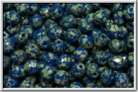 Bhm. Glasschliffperle, feuerpol., 4mm, blue, royal, op., silver picasso, 50 Stk.