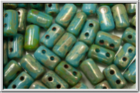 RUL-63030-43400, Rulla Beads, 3x5mm, aqua, op., silver picasso, 100 Stk. (ca. 11 g)