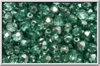 Bhm. Glasschliffperle, feuerpol., 4mm, crystal, trans., half apollo, seafoam, 50 Stk.