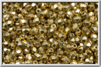 Bhm. Glasschliffperle, feuerpol., 3mm, gold, met., 50 Stk.