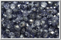 Bhm. Glasschliffperle, feuerpol., 4mm, crystal, trans., half apollo, tanzanite, 50 Stk.