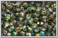 Bhm. Glasschliffperle, feuerpol., 4mm, crystal, trans., half vitrail, 50 Stk.