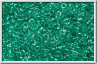 RR-15-1555, MIYUKI Rocailles, 15/0, crystal, trans., met. teal-ld., 5g