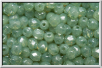 Bhm. Glasschliffperle, feuerpol., 4mm, white, opal, seafoam luster, 50 Stk.