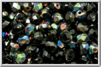 Bhm. Glasschliffperle, feuerpol., 4mm, black, op., half vitrail, 50 Stk.