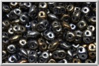 SD-23980-21415, SuperDuo Beads, brown, met., iris., 10g