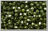 Bhm. Glasschliffperle, feuerpol., 4mm, black, op., heavy metal olivine, 50 Stk.