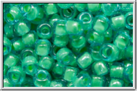 R-08-0954, TOHO Rocailles, 08/0, aqua, trans., lime-ld., 10g