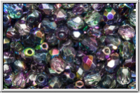Bhm. Glasschliffperle, feuerpol., 4mm, crystal, trans., magic blue/purple, 50 Stk.
